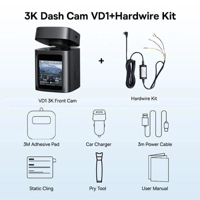 Baseus VD1 3K Dash Cam Front And Rear With GPS Supercapacitor 24H Parking - stepyours.com