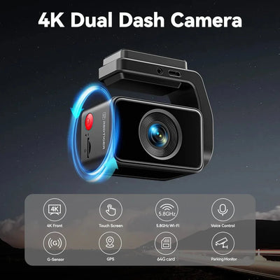 Redtiger A4 4K Dash Cam Front and Rear GPS and 5G WiFi Night Vision Parking - stepyours.com
