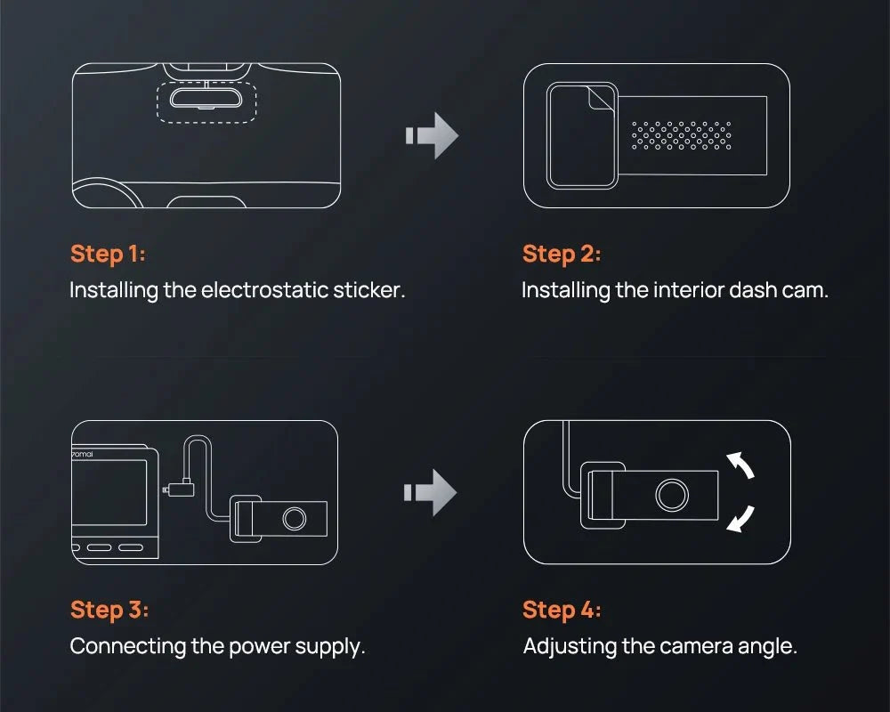70mai Dash Cam Pro Plus A500S 1944P ADAS GPS 140FOV Front and Rear Cam - stepyours.com