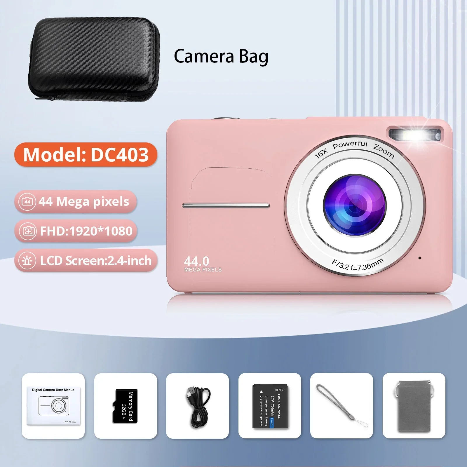HD 1080P Kids Beginner Camera LCD 16X Zoom Compact Rechargeable - stepyours.com