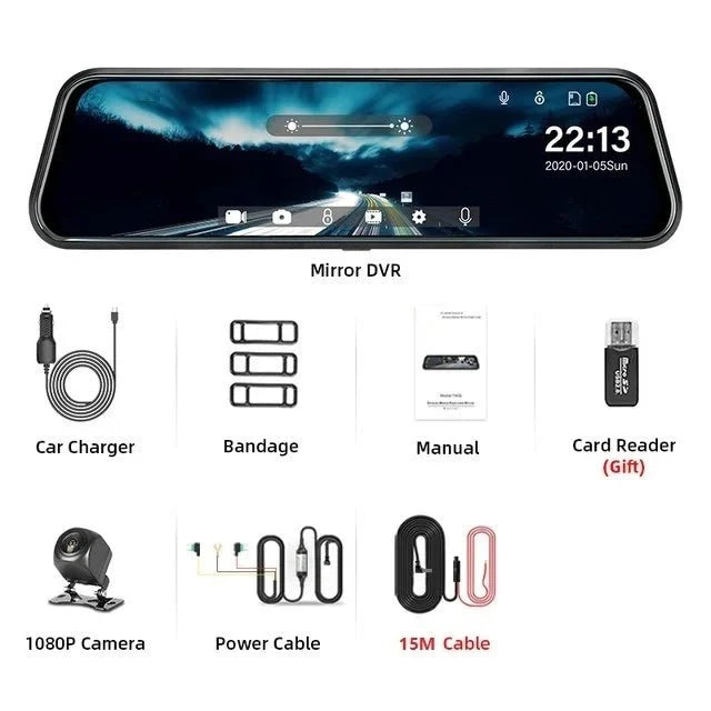 10 Inch Rearview Mirror Dash Cam Front And Rear 1080P Dual Recorder Night Vision - stepyours.com