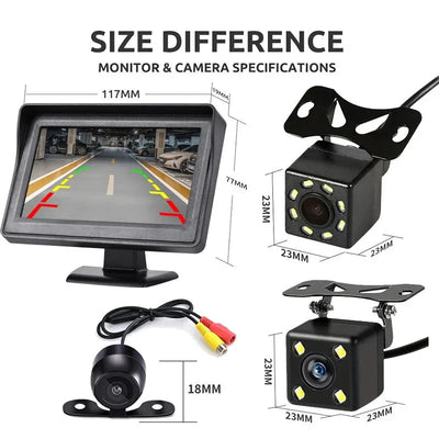 Four Point Three Inch Rear View Monitor For Car Parking Reversing Camera System - stepyours.com