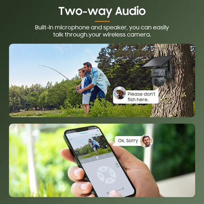 INQMEGA Solar Powered PTZ Camera 5MP 4MP WiFi 4G CCTV With Two Way Audio - stepyours.com