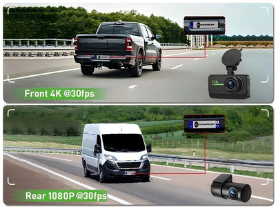 4K Dash Cam For Cars Front And Rear With WiFi Parking Mode Recorder - stepyours.com