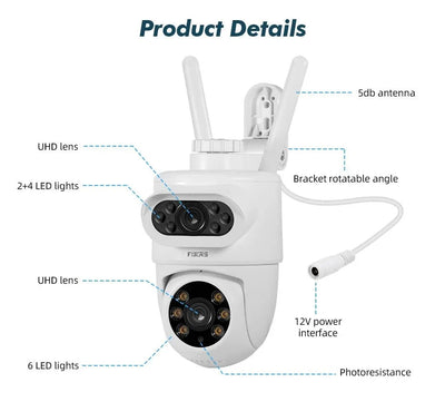 Fuers 5K 10MP Dual Lens IP Camera - Auto Tracking Tuya Smart WiFi CCTV - stepyours.com