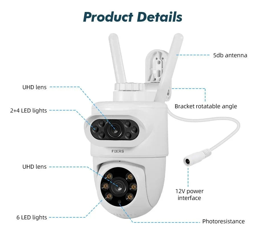 Fuers 5K 10MP Dual Lens IP Camera - Auto Tracking Tuya Smart WiFi CCTV - stepyours.com