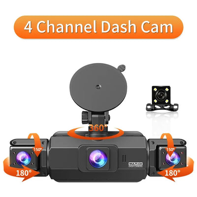 4 Channel 360 Dash Cam With 1080P Front Left Right Rear 24H Parking - stepyours.com