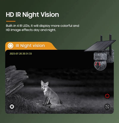 INQMEGA Solar Powered PTZ Camera 5MP 4MP WiFi 4G CCTV With Two Way Audio - stepyours.com