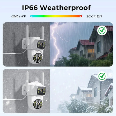 Hooked On 8MP 4K WiFi PTZ Camera Dual Lens Outdoor Security ICSEE App - stepyours.com