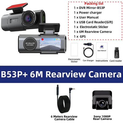 4K Dash Cam GPS WiFi Night Vision Car DVR with Optional Rear Lens - stepyours.com