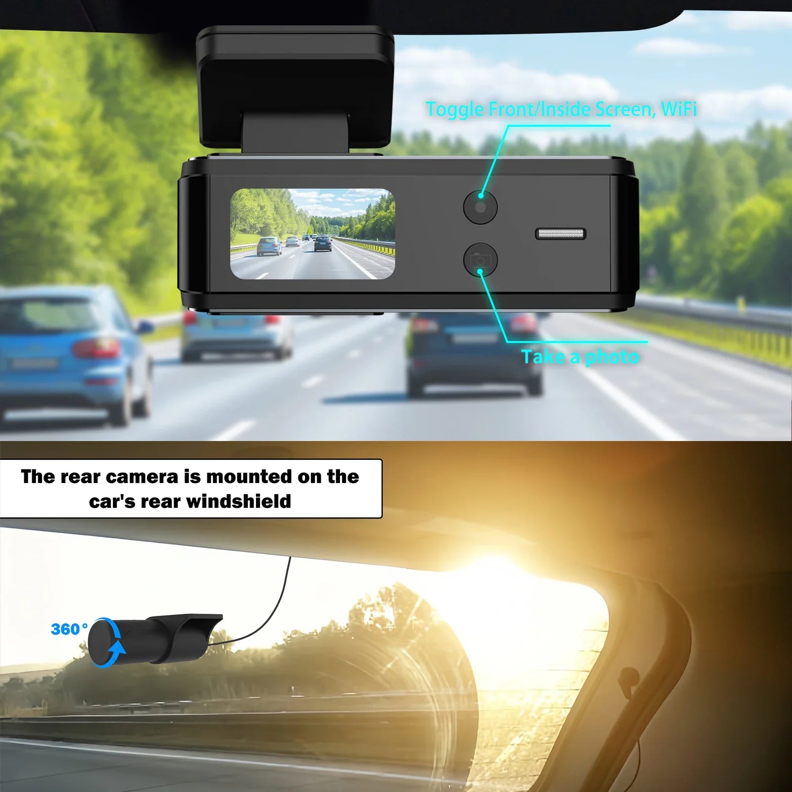 Aprilboy 4K WiFi Dash Cam Front And Rear Night Vision G Sensor Parking Monitor - stepyours.com