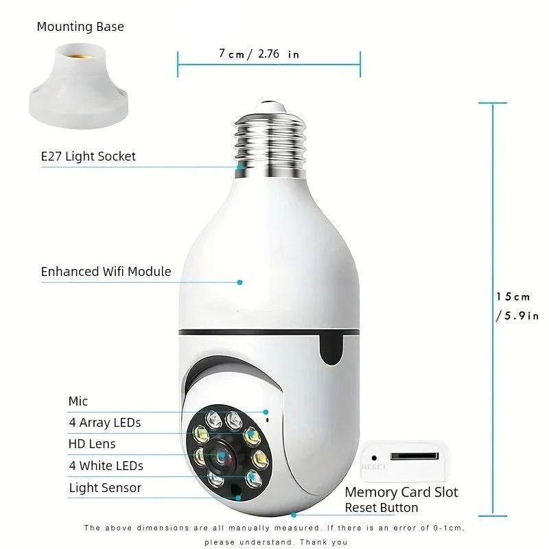 Ease Life App Light Bulb Security Camera Outdoor Wireless 5GHz 360 Degree E27 - stepyours.com