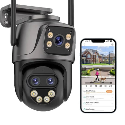 WONSDAR Outdoor WiFi IP Camera - 8x Zoom Triple Lens PTZ With Auto Tracking - stepyours.com