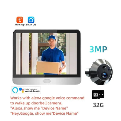Tuya 3MP Wireless Peephole Camera LCD Screen Night Vision - stepyours.com