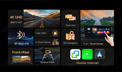K2 Pro Dash Cam 11.3 Inch 4K 2160P GPS Wireless CarPlay Dual Lens - stepyours.com