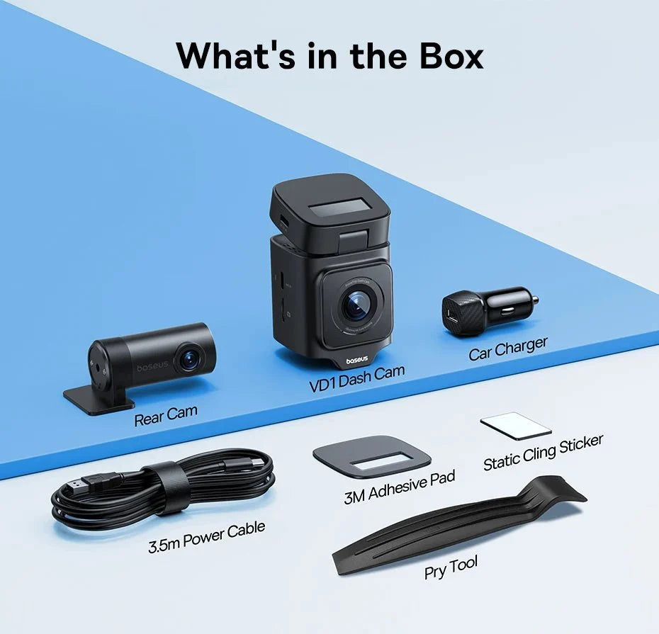 Baseus VD1 3K Dash Cam Front And Rear With GPS Supercapacitor 24H Parking - stepyours.com