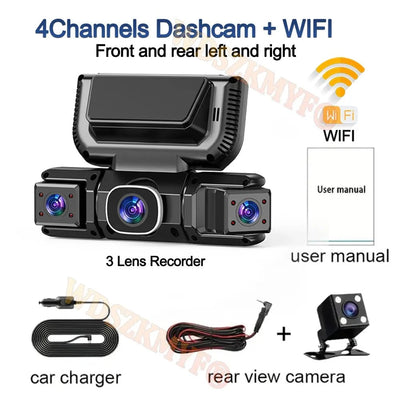 WiFi 4Channel 360 Degree Car Dashcam 2560x1440 24h Parking Monitor - stepyours.com