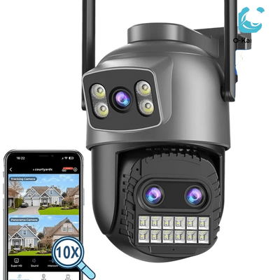 BESDER 15MP WiFi Outdoor Camera Dual Screen 10X Zoom PTZ Security IP Cam - stepyours.com