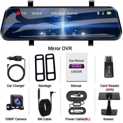ACCEO Car DVR 10 Inch Rear View Mirror Dash Cam With WiFi 2K Front 1080P Rear - stepyours.com