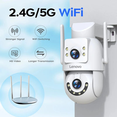 Lenovo 4K WiFi Surveillance Camera - Outdoor Dual Lens PTZ With Auto Tracking - stepyours.com