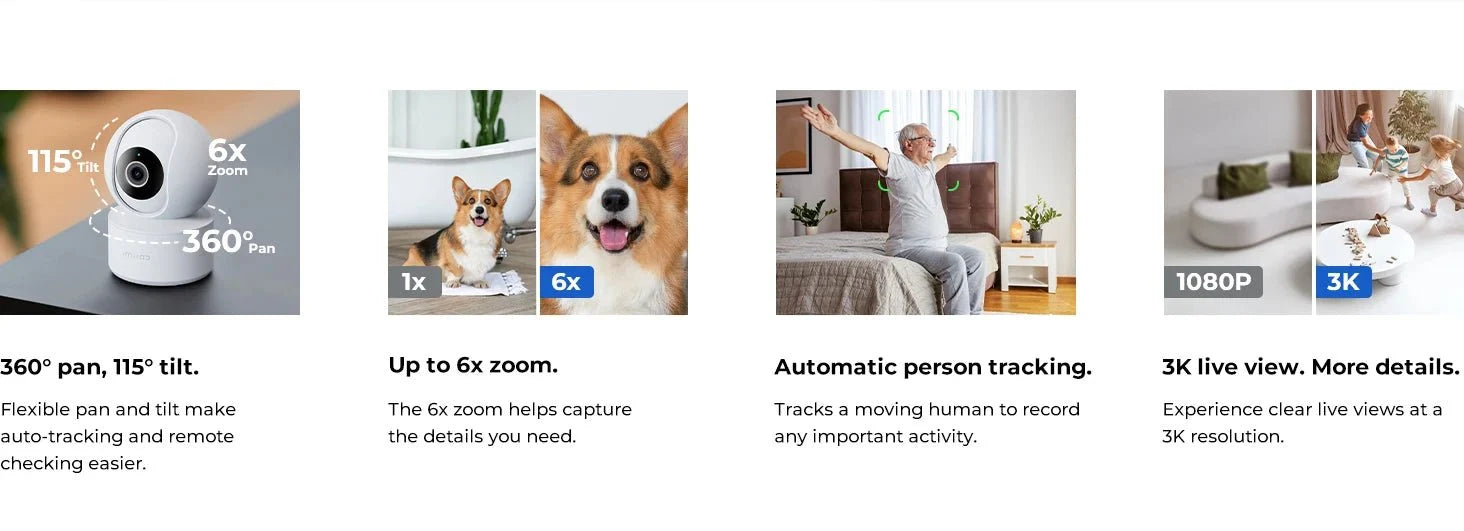 IMILAB C22 Indoor Baby Monitor AI Detection 360 PTZ Night Vision Xiaomi Home App - stepyours.com