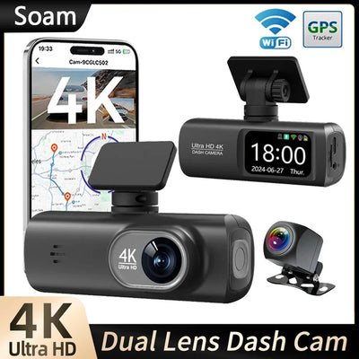 Soam Dash Cam 4K Plus Dual Channel GPS WiFi Front 4K Rear 1080p - stepyours.com