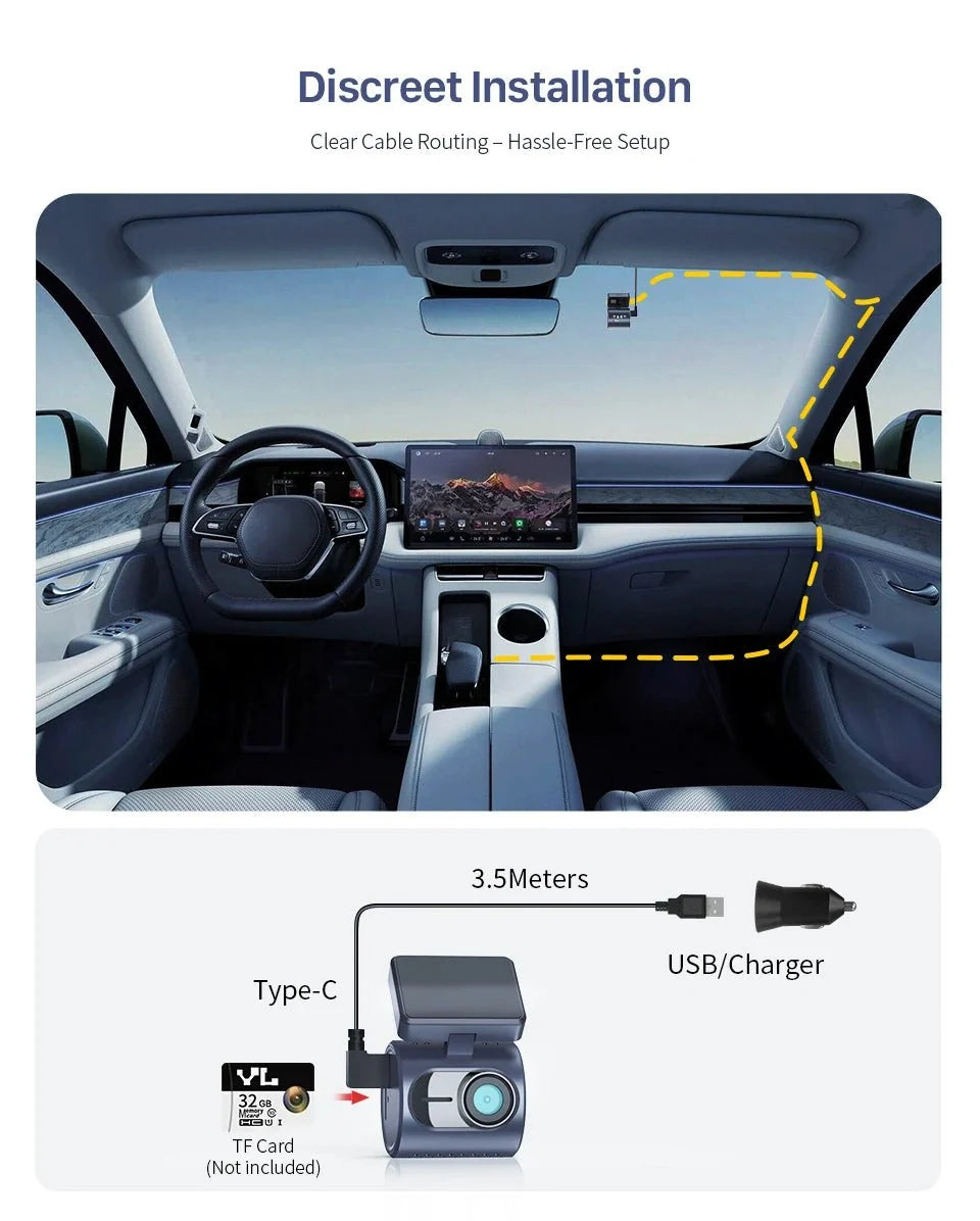 Kawa Mini 3 Pro 2K Car Dash Cam With WiFi App Voice Control Parking - stepyours.com