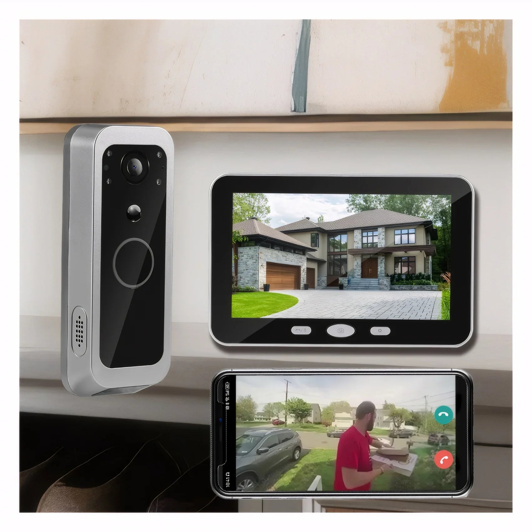 Tuya Wireless 2MP Video Doorbell With 5 Inch Indoor Monitor - stepyours.com