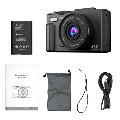 Compact 4K Digital Camera With 18X Zoom 180 Degree Flip Screen WiFi Vlog Cam - stepyours.com