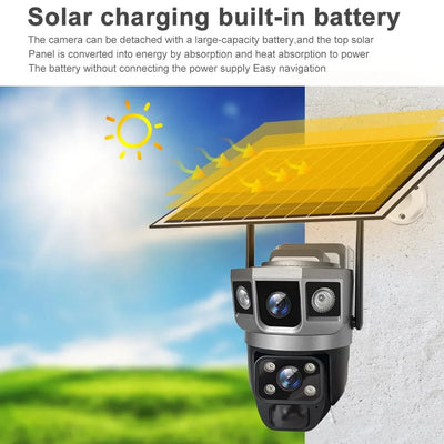 V380 Pro Solar Wifi Outdoor PTZ Dual Lens Camera Auto Tracking Hooks - stepyours.com