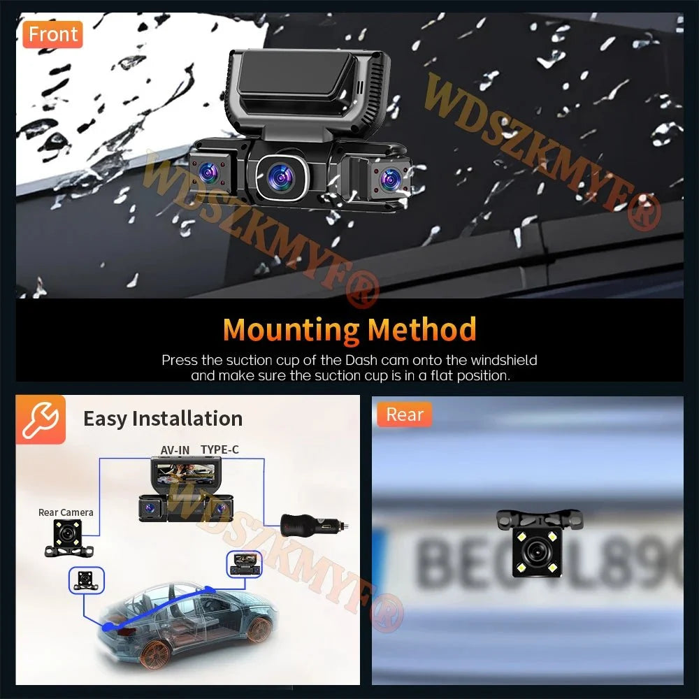WiFi 4Channel 360 Degree Car Dashcam 2560x1440 24h Parking Monitor - stepyours.com