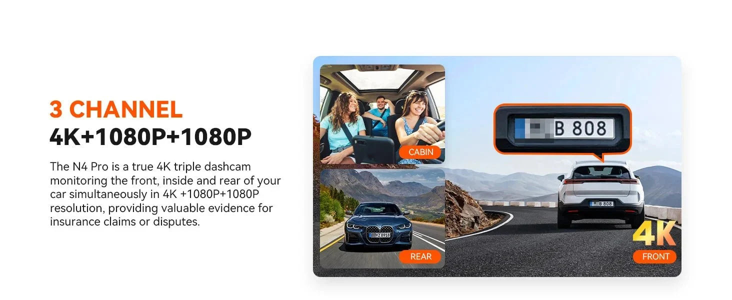 Sherway 3 Channel 4K Car Dash Cam With GPS Recorder 170 Degree Front Lens LCD - stepyours.com