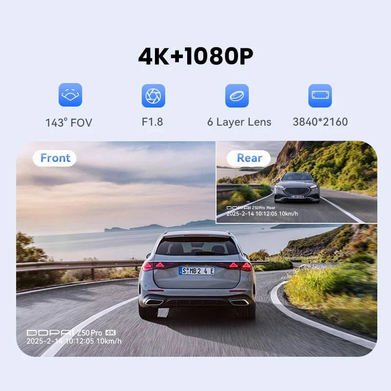DDPAI Z50 Pro Dash Cam 4K Car DVR With 3 Inch IPS Screen GPS ADAS WiFi - stepyours.com