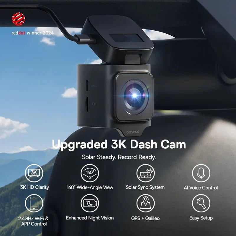 Baseus VD1 3K Dash Cam Front And Rear With GPS Supercapacitor 24H Parking - stepyours.com