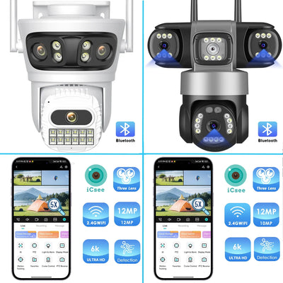 12MP Outdoor WiFi PTZ Camera With 6K HD Triple Lens Waterproof - stepyours.com