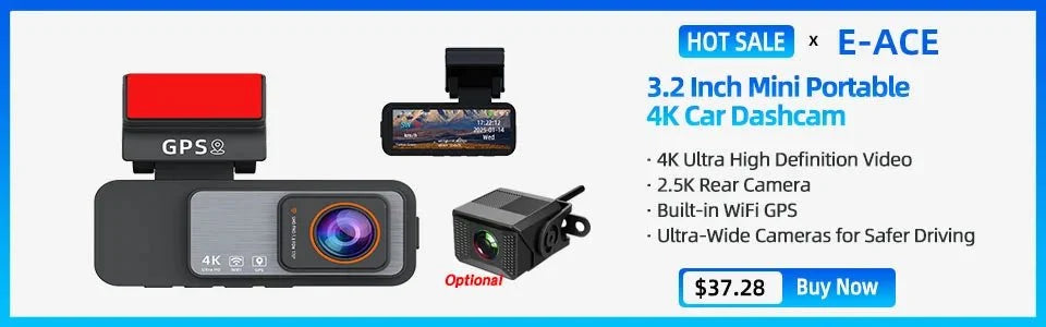 4K Dash Cam With GPS WiFi Night Vision Rear Camera Car DVR Recorder - stepyours.com