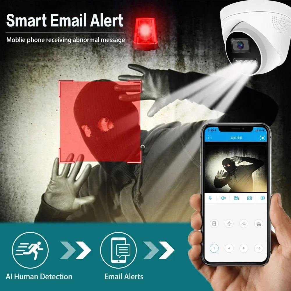 4K PoE Dome IP Camera Indoor Security With Color Night Vision 8MP ONVIF NVR - stepyours.com