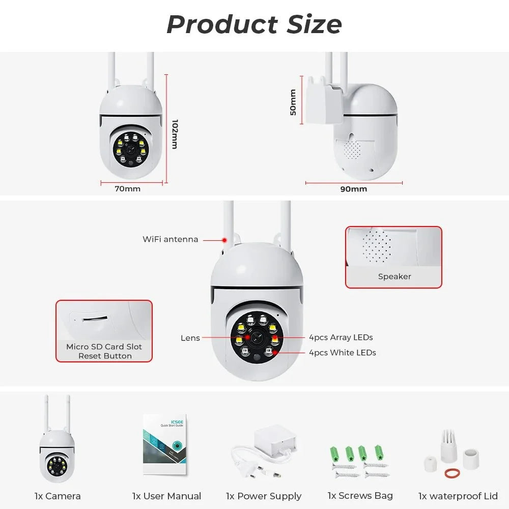 Smart 4MP Wireless Outdoor PTZ Camera With AI Auto Tracking Night Vision - stepyours.com