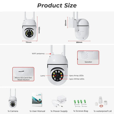 Smart 4MP Wireless Outdoor PTZ Camera With AI Auto Tracking Night Vision - stepyours.com