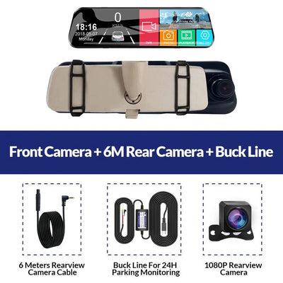Acceo 10 Inch Car DVR Rearview Mirror Dual 1080P Touch Screen Night Vision - stepyours.com