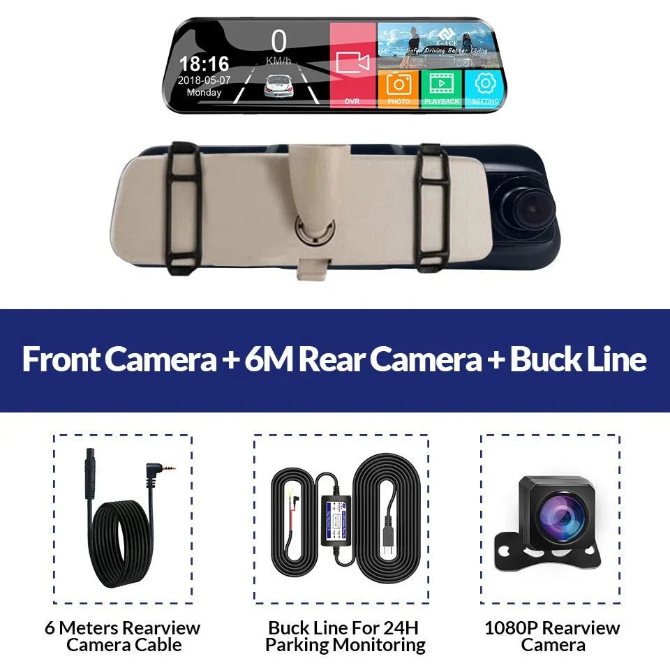 Acceo 10 Inch Car DVR Rearview Mirror Dual 1080P Touch Screen Night Vision - stepyours.com