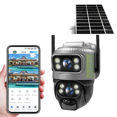 V380 Dual Lens 4G Solar PIR Camera Outdoor Security 8MP 4K IP Cam - stepyours.com