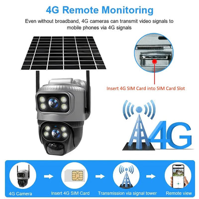 V380 Dual Lens 4G Solar PIR Camera Outdoor Security 8MP 4K IP Cam - stepyours.com