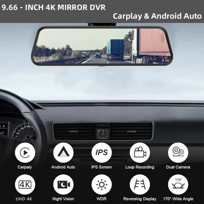 10 Inch 4K Mirror Dash Cam Wireless CarPlay Android Auto Dual Lens GPS WiFi DVR - stepyours.com