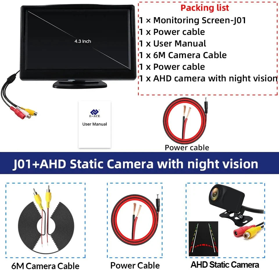 4.3 Inch Rotatable Rear View Camera For Car Reversing With 170 Degree Angle - stepyours.com