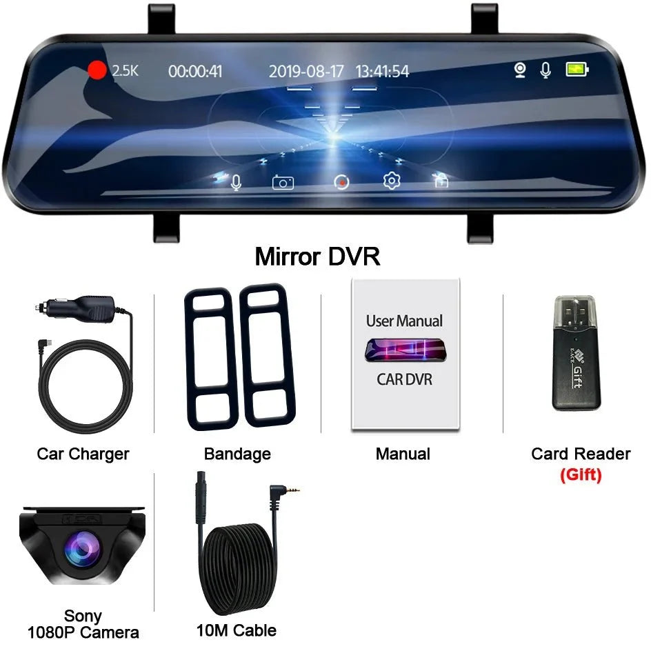 EACE 2.5K Mirror Dash Cam For Car Touch Screen With GPS WiFi 1440P Parking DVR - stepyours.com
