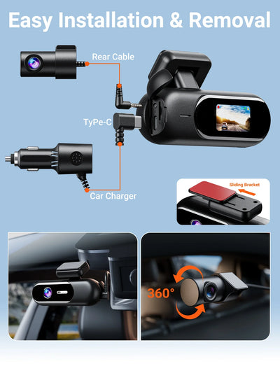 4K Front And Rear Dual Lens Dash Cam With HDR Night Vision WiFi Parking - stepyours.com