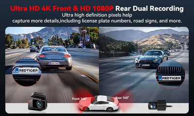 Redtiger A4 4K Dash Cam Front and Rear GPS and 5G WiFi Night Vision Parking - stepyours.com