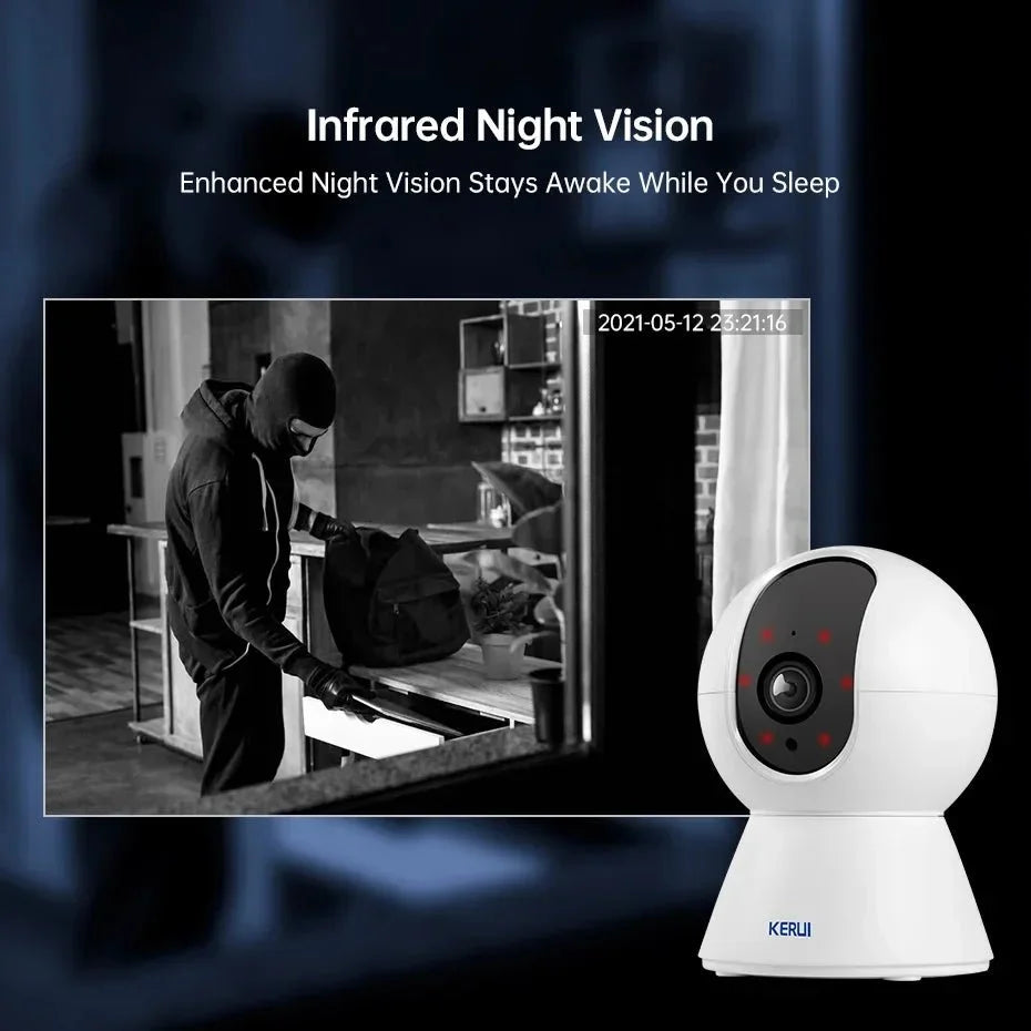 Kerui 5MP 8MP 4K Mini WiFi IP Camera - Tuya Auto Tracking Indoor Security Hooks - stepyours.com