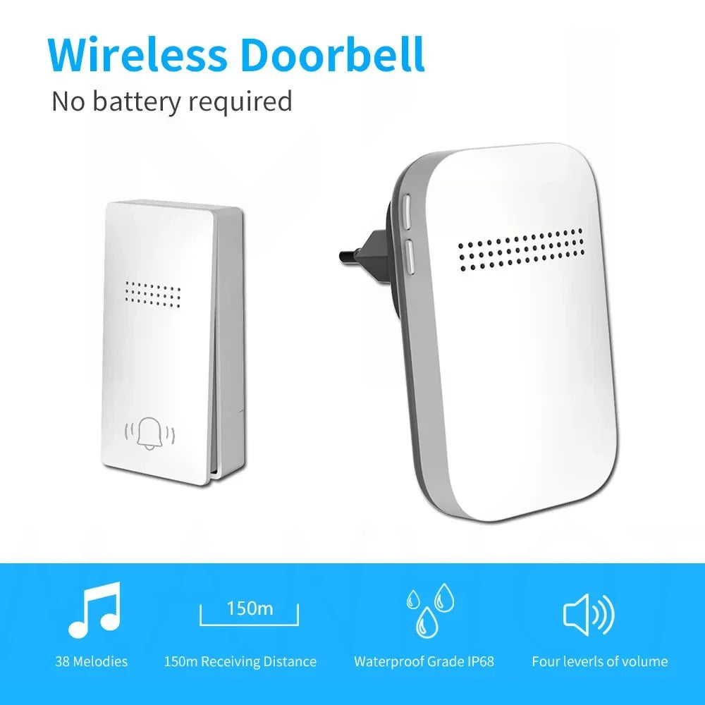 Smart Wireless Waterproof Doorbell 38 Ringtones Plug Button - stepyours.com